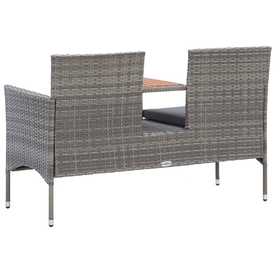 Tuinbank -Zits Met Tafeltje 43 Cm Poly Rattan Grijs