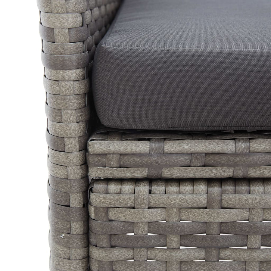 Tuinbank -Zits Met Tafeltje 43 Cm Poly Rattan Grijs