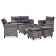 Loungeset 6-delig poly rattan donkergrijs