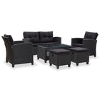 6-Delige Loungeset Met Kussens Poly Rattan Zwart