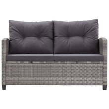 Tuinbank 2-Zits Met Kussens 24 Cm Poly Rattan Grijs