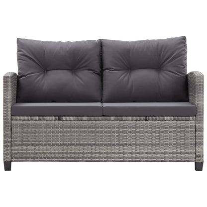 Tuinbank 2-Zits Met Kussens 24 Cm Poly Rattan Grijs