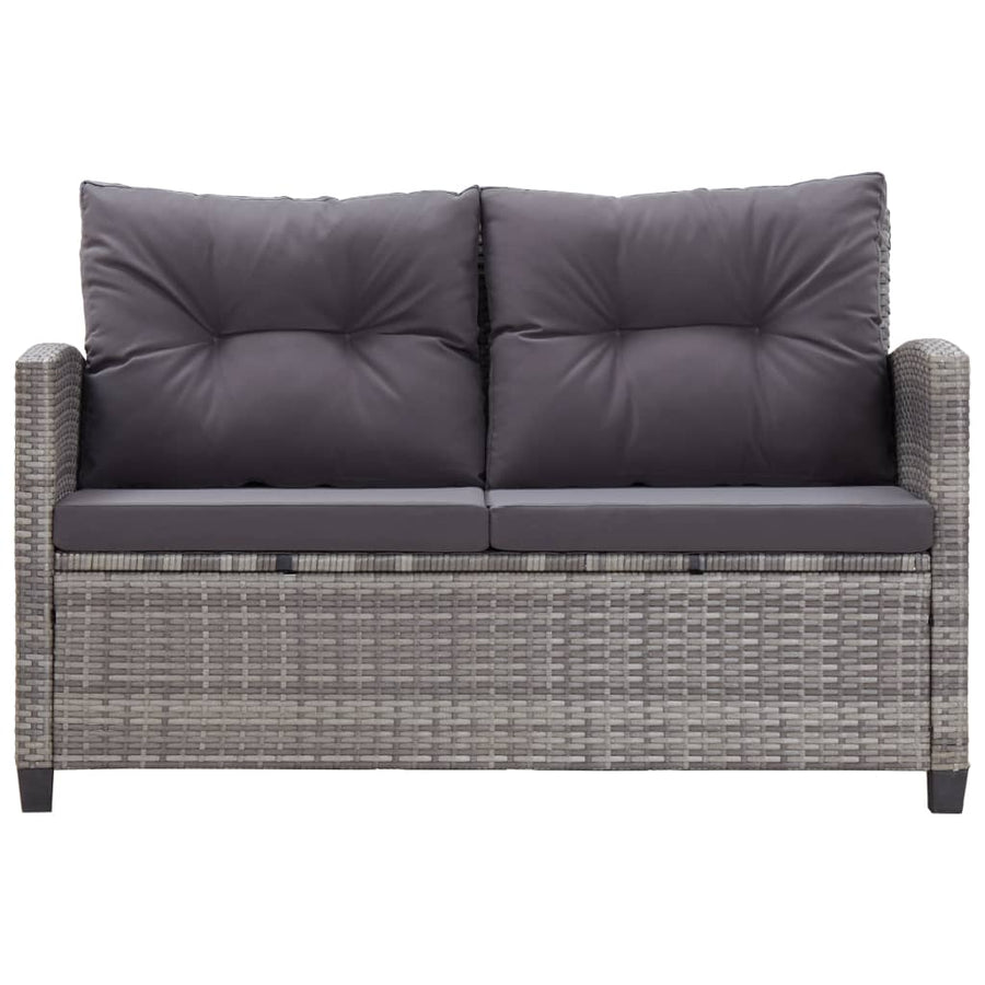 Tuinbank 2-Zits Met Kussens 24 Cm Poly Rattan Grijs