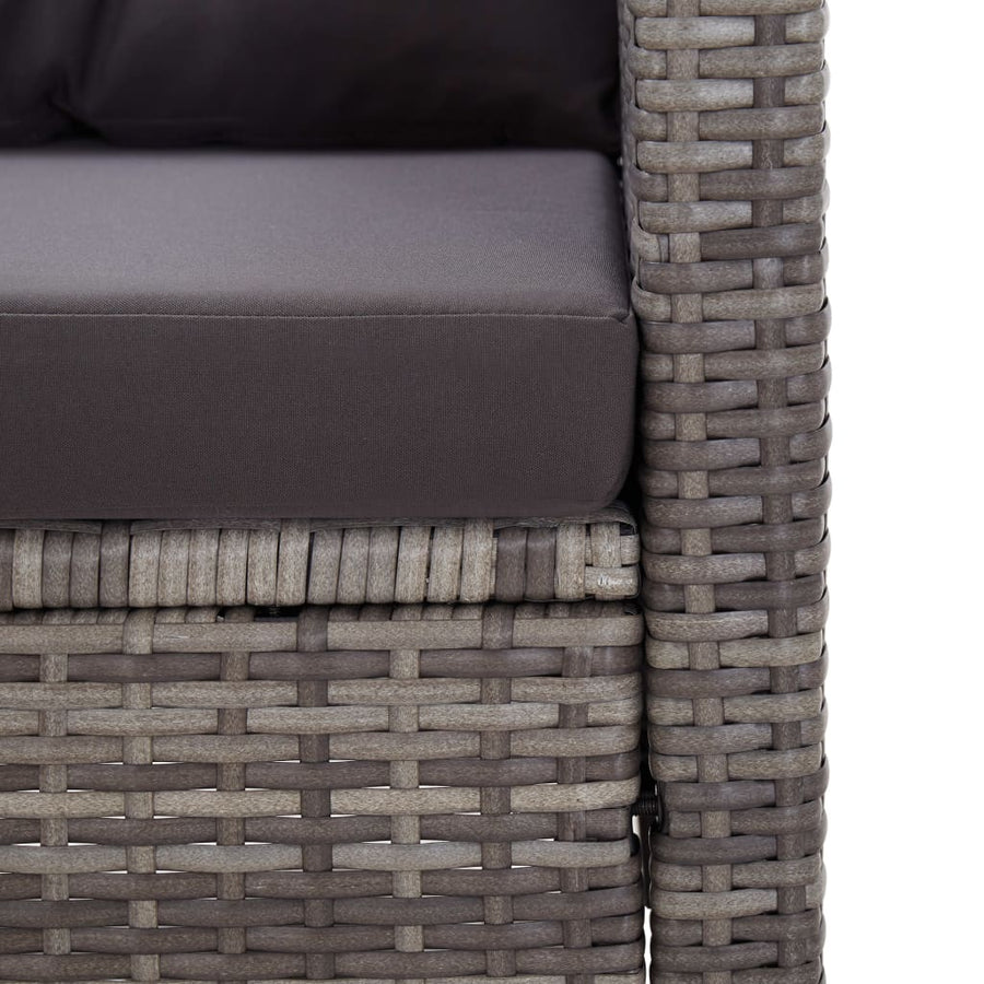 Tuinbank 2-Zits Met Kussens 24 Cm Poly Rattan Grijs