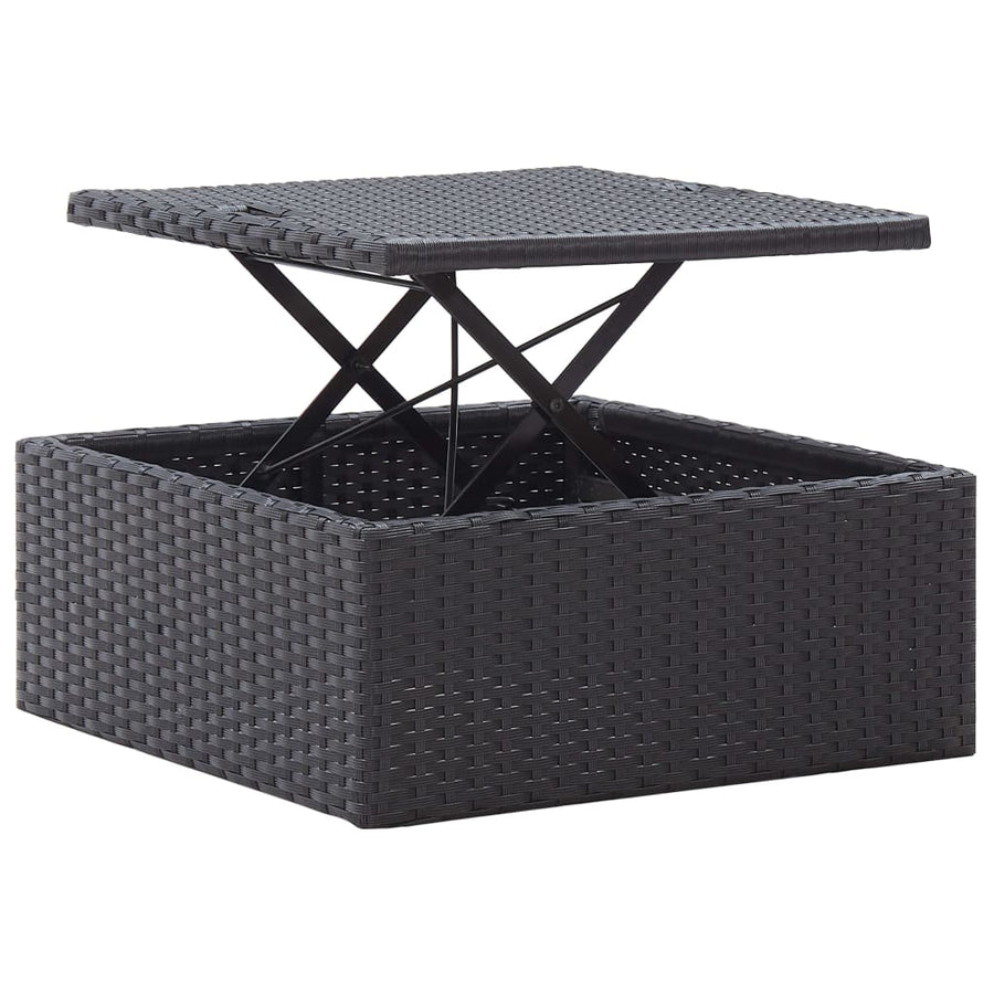 Tuinbed Met Luifel Poly Rattan Zwart