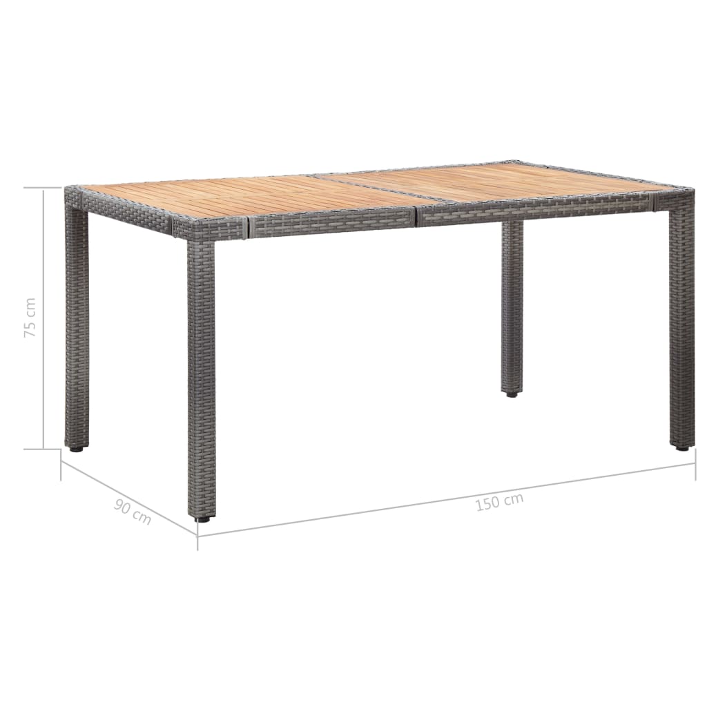 7-delige Tuinset met kussens poly rattan grijs