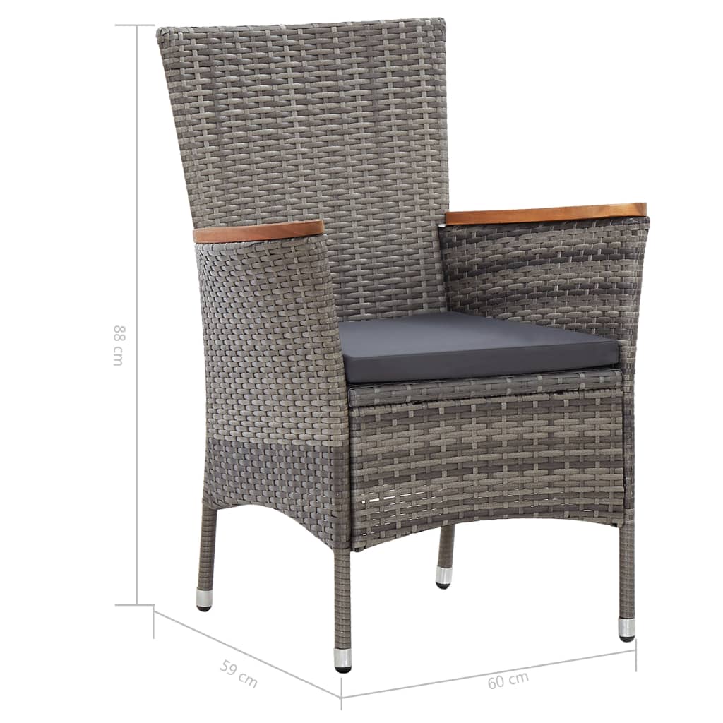 7-delige Tuinset met kussens poly rattan grijs
