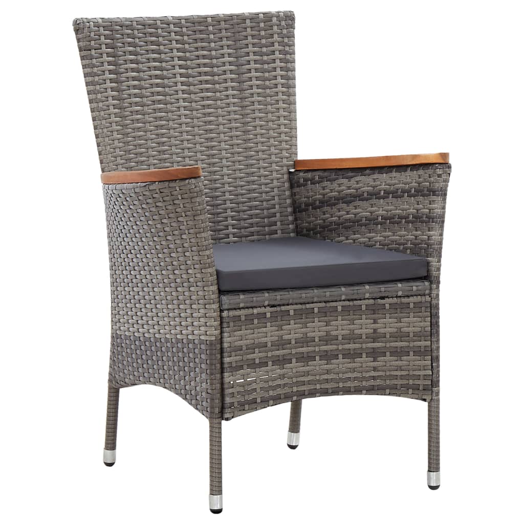 7-delige Tuinset met kussens poly rattan grijs