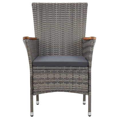 7-delige Tuinset met kussens poly rattan grijs