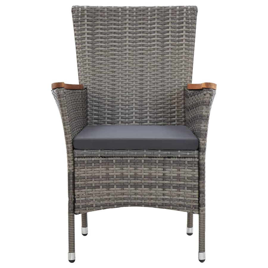 7-delige Tuinset met kussens poly rattan grijs