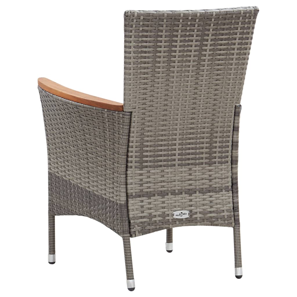 7-delige Tuinset met kussens poly rattan grijs
