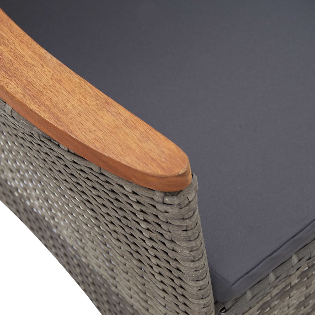 7-delige Tuinset met kussens poly rattan grijs