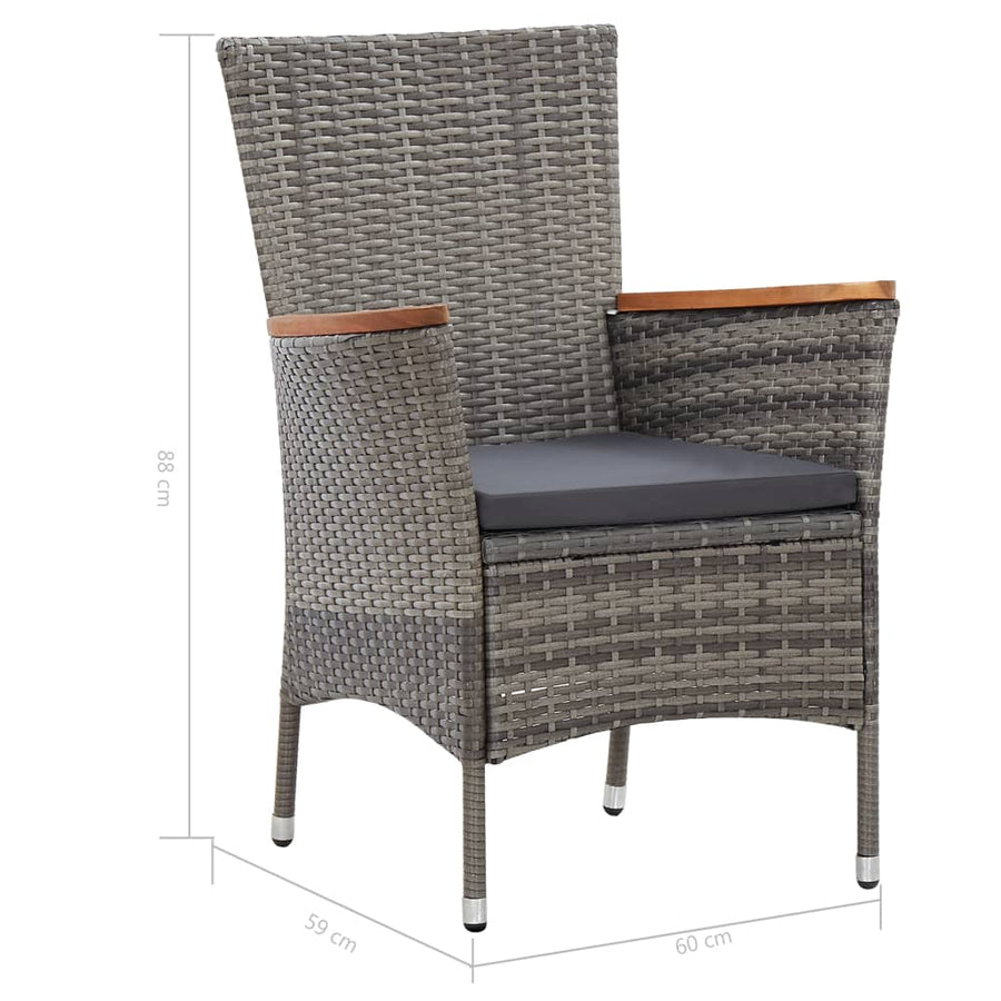 -Delige Tuinset Met Kussens Poly Rattan 5 90 cm tafellengte Grijs en bruin