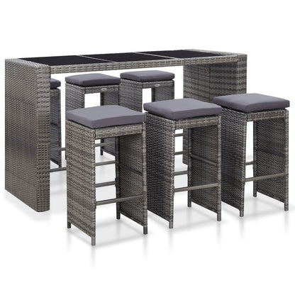 7-Delige Tuinbarset Met Kussens Poly Rattan Bruin