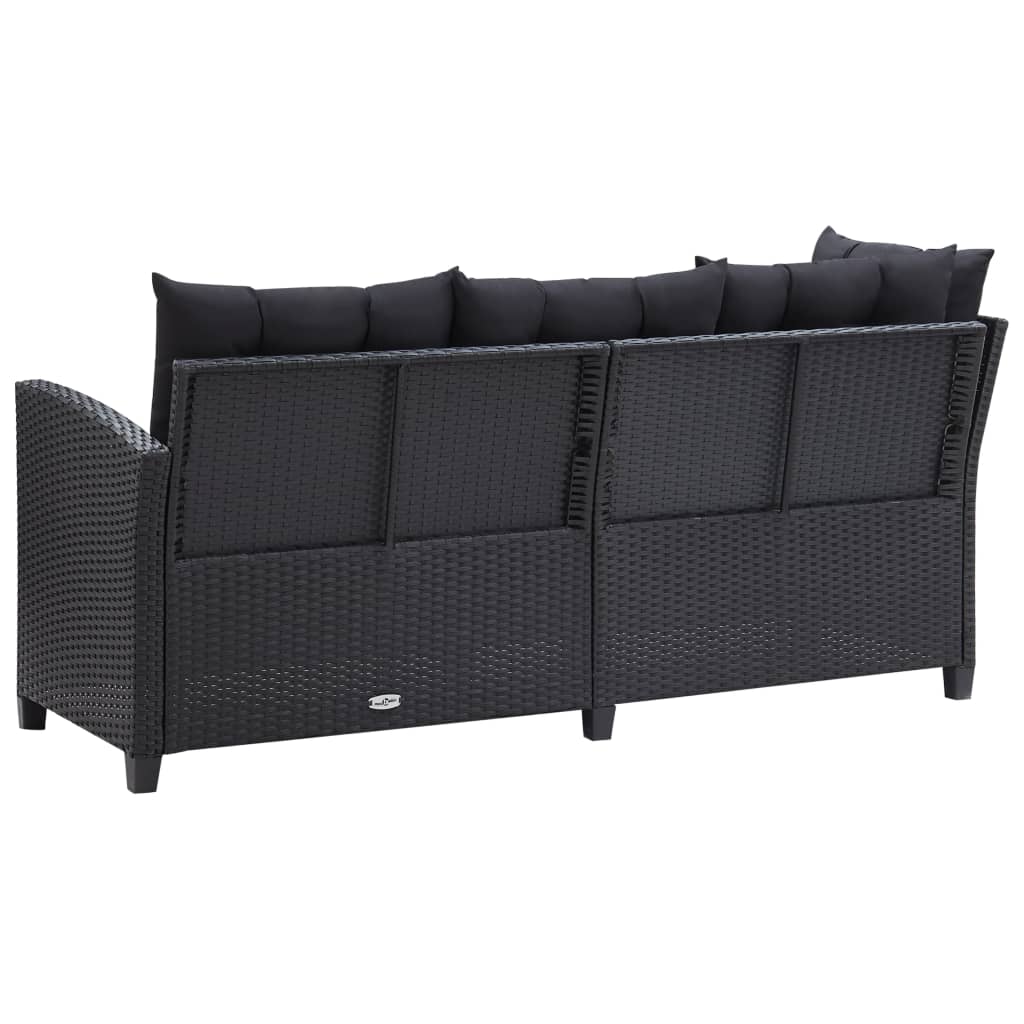 3-Delige Loungeset Met Kussens Poly Rattan Zwart