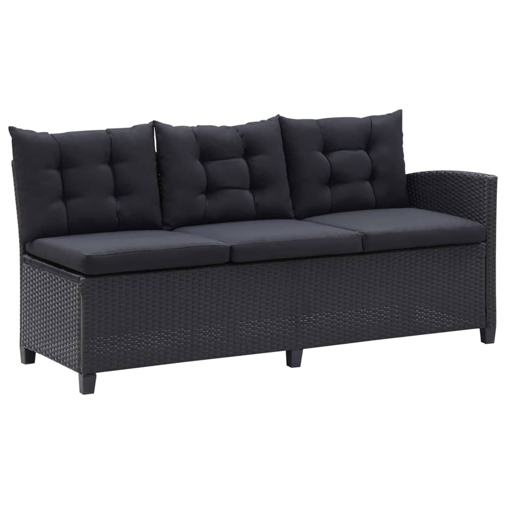 3-Delige Loungeset Met Kussens Poly Rattan Zwart