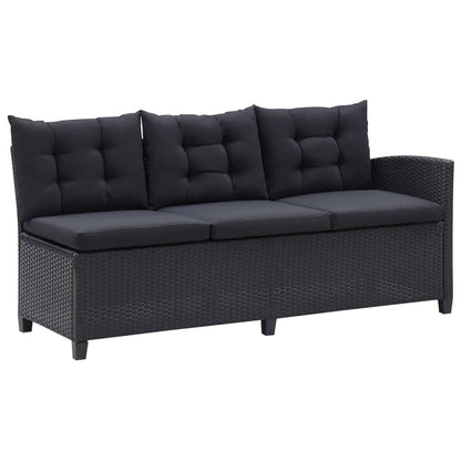 3-Delige Loungeset Met Kussens Poly Rattan Zwart