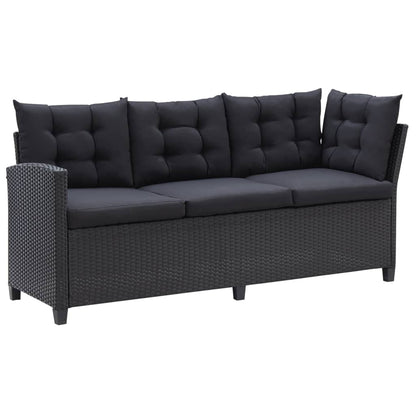 3-Delige Loungeset Met Kussens Poly Rattan Zwart