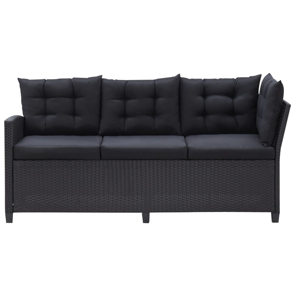 3-Delige Loungeset Met Kussens Poly Rattan Zwart