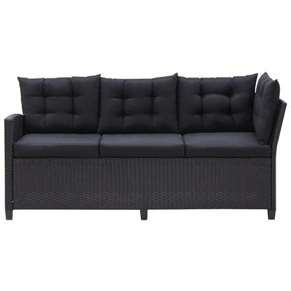 3-Delige Loungeset Met Kussens Poly Rattan Zwart
