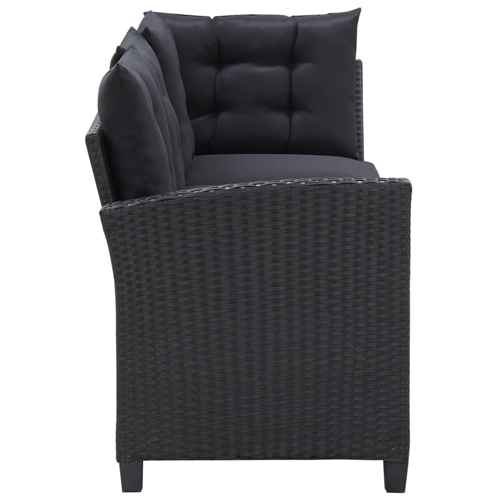 3-Delige Loungeset Met Kussens Poly Rattan Zwart