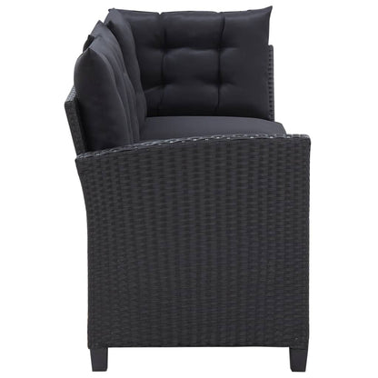 3-Delige Loungeset Met Kussens Poly Rattan Zwart