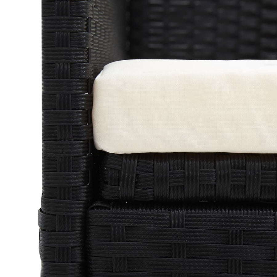 Tuinbed Met Kussens Poly Rattan Zwart en wit