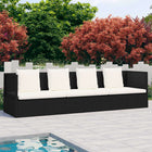 Tuinbed Met Kussens Poly Rattan Zwart en wit