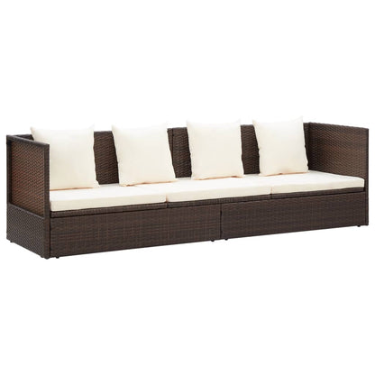 Tuinbed Met Kussens Poly Rattan Bruin