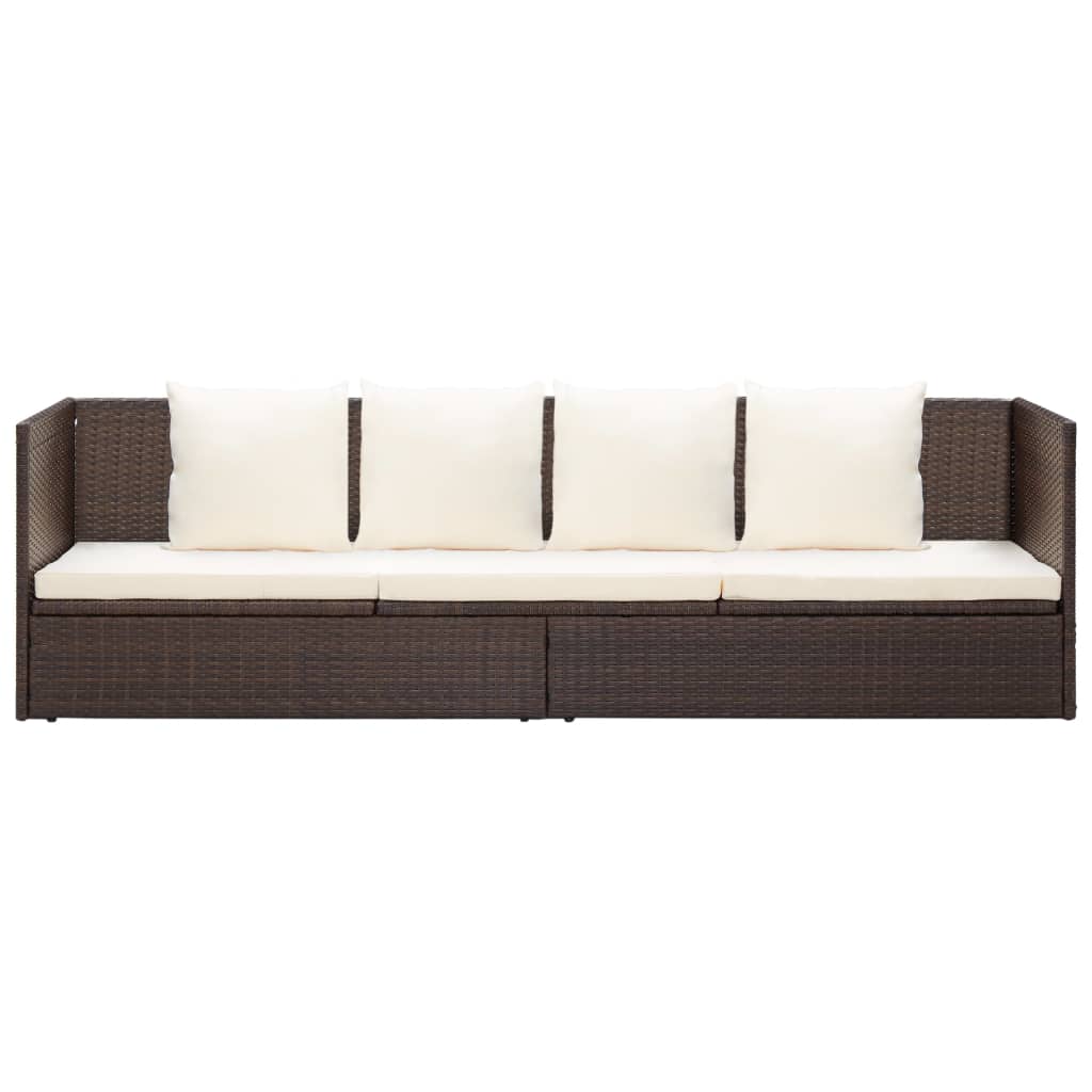 Tuinbed Met Kussens Poly Rattan Bruin