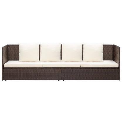 Tuinbed Met Kussens Poly Rattan Bruin