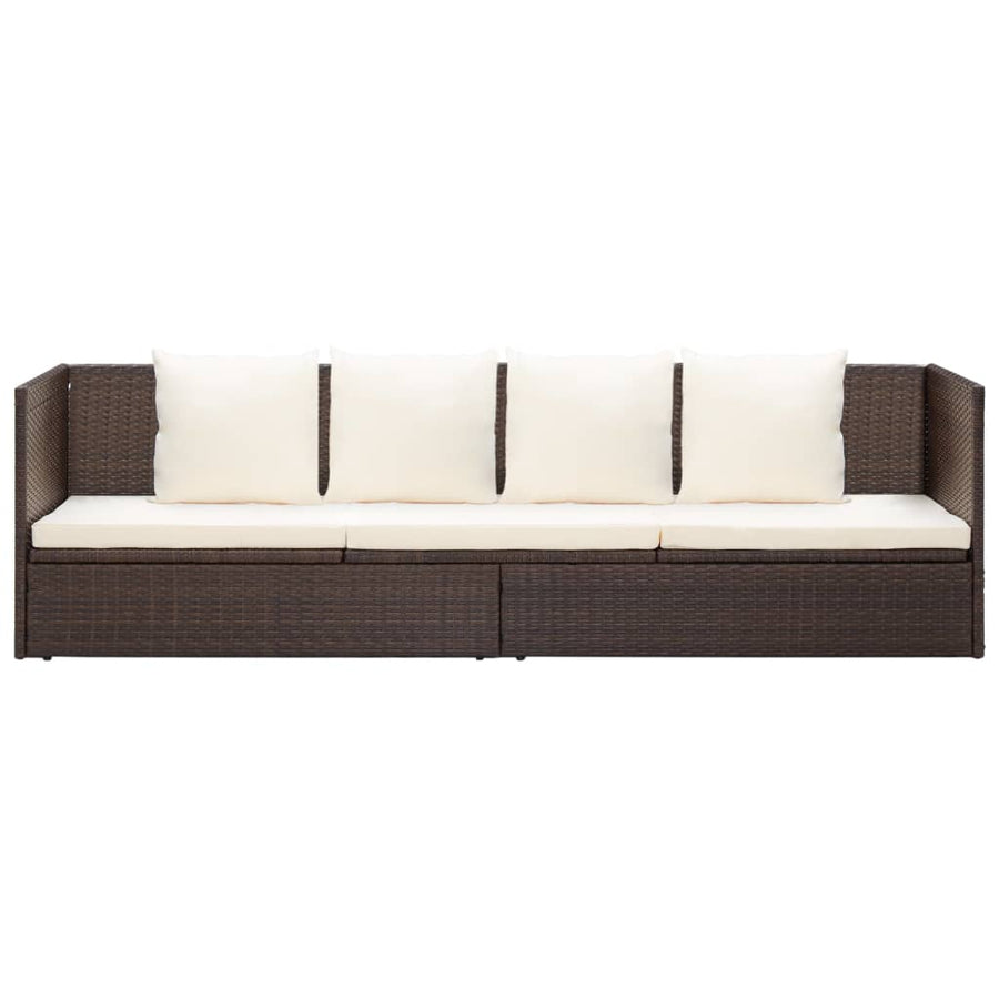 Tuinbed Met Kussens Poly Rattan Bruin