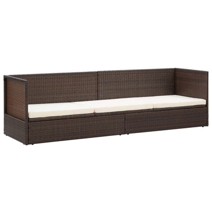 Tuinbed Met Kussens Poly Rattan Bruin
