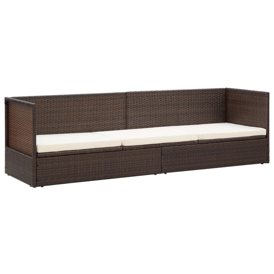 Tuinbed Met Kussens Poly Rattan Bruin