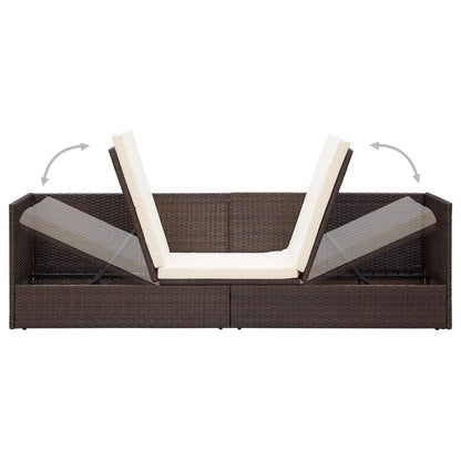 Tuinbed Met Kussens Poly Rattan Bruin