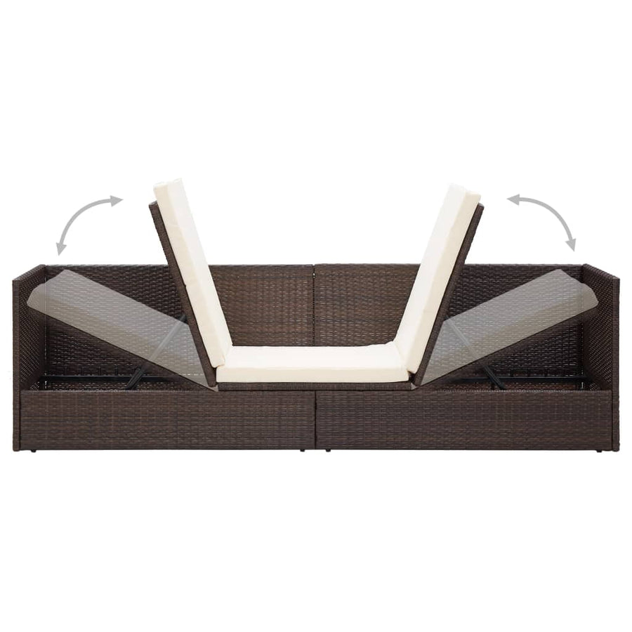Tuinbed Met Kussens Poly Rattan Bruin