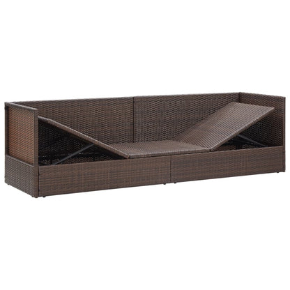 Tuinbed Met Kussens Poly Rattan Bruin