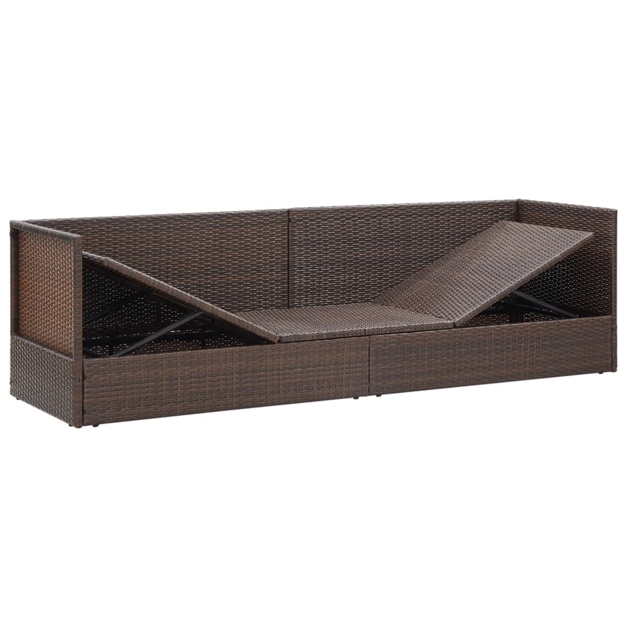 Tuinbed Met Kussens Poly Rattan Bruin