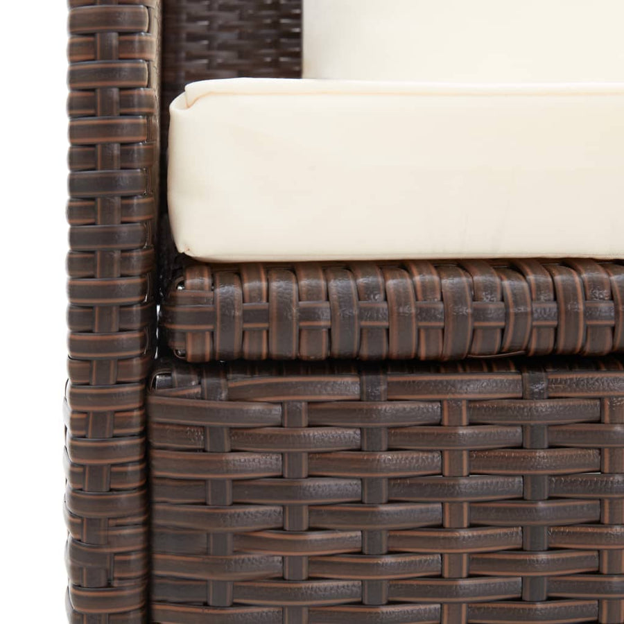 Tuinbed Met Kussens Poly Rattan Bruin