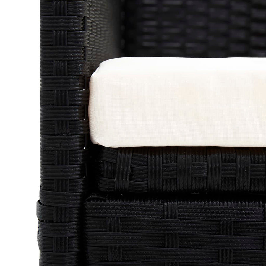 Tuinbank Met Luifel Poly Rattan Zwart en wit