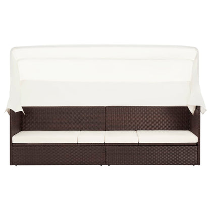 Tuinbank Met Luifel Poly Rattan Bruin