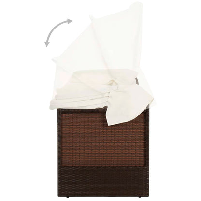 Tuinbank Met Luifel Poly Rattan Bruin