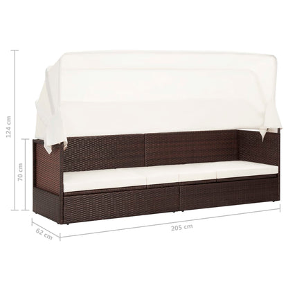 Tuinbank Met Luifel Poly Rattan Bruin