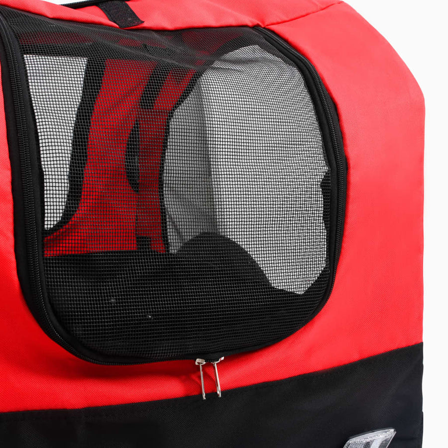 Huisdierenfietskar 2-In-1 Aanhanger Loopwagen Rood En Zwart