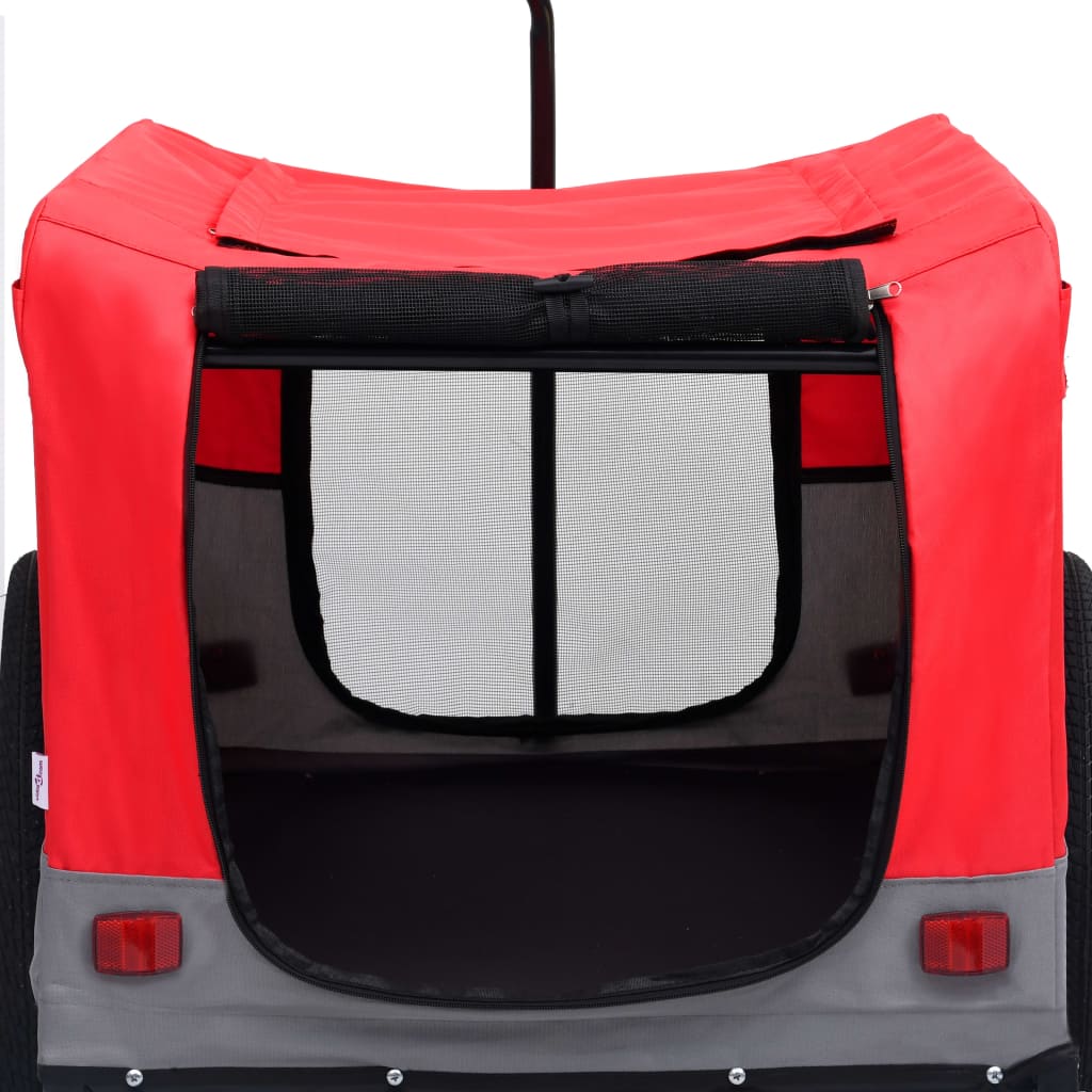 Fietstrailer En Hondenwagen 2-In-1 Rood en grijs
