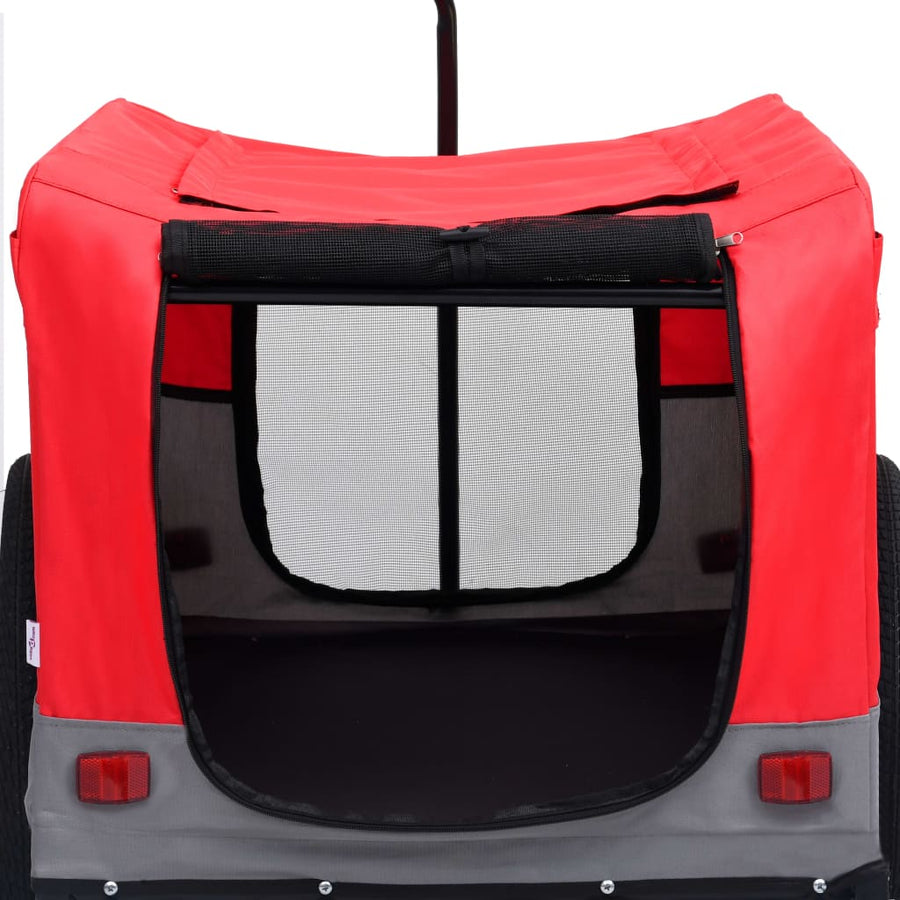 Fietstrailer En Hondenwagen 2-In-1 Rood en grijs