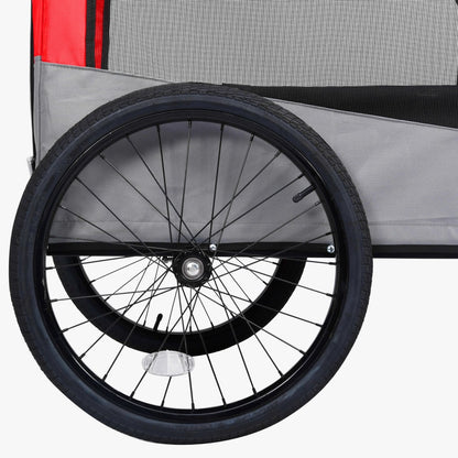 Fietstrailer En Hondenwagen 2-In-1 Rood en grijs