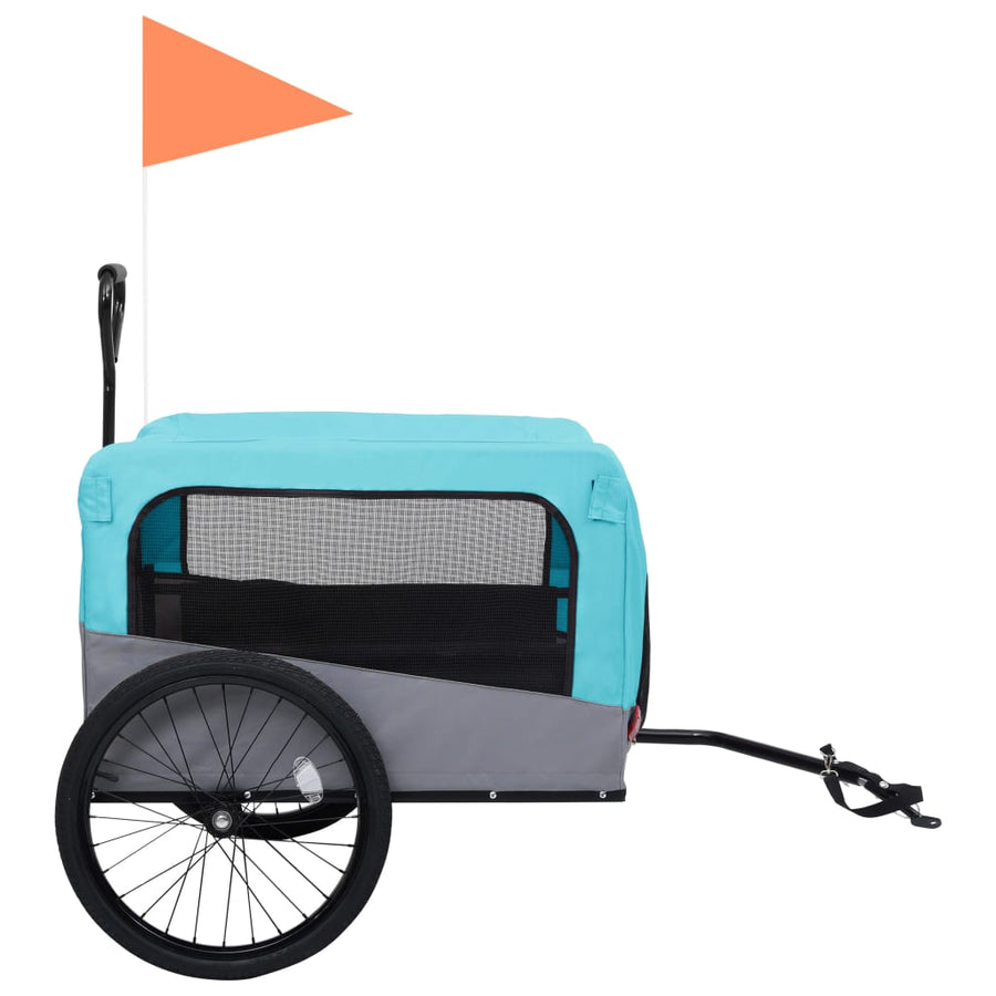 Fietstrailer en hondenwagen 2-in-1 blauw en grijs Blauw en grijs