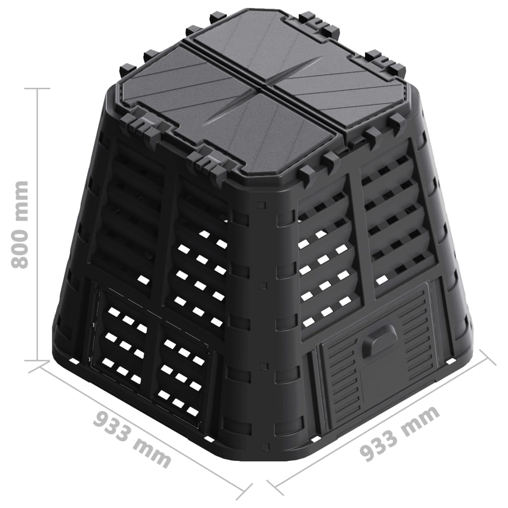 Compostbak 480 L 93,3X93,3X80 Cm Zwart