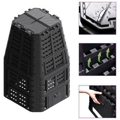 Compostbak 000 L 93,3X93,3X46 Cm Zwart 1 1000 l